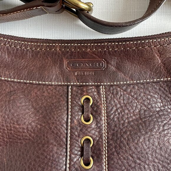 Coach Chelsea Laced Med Duffle Bag Brown Pebble Leather: Vintage 2006 Coach - Picture 7 of 12